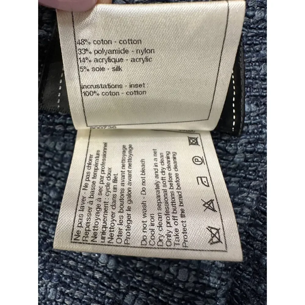 Chanel Spring 2012 Blue Tweed & Denim Belted Jacket FR 38
